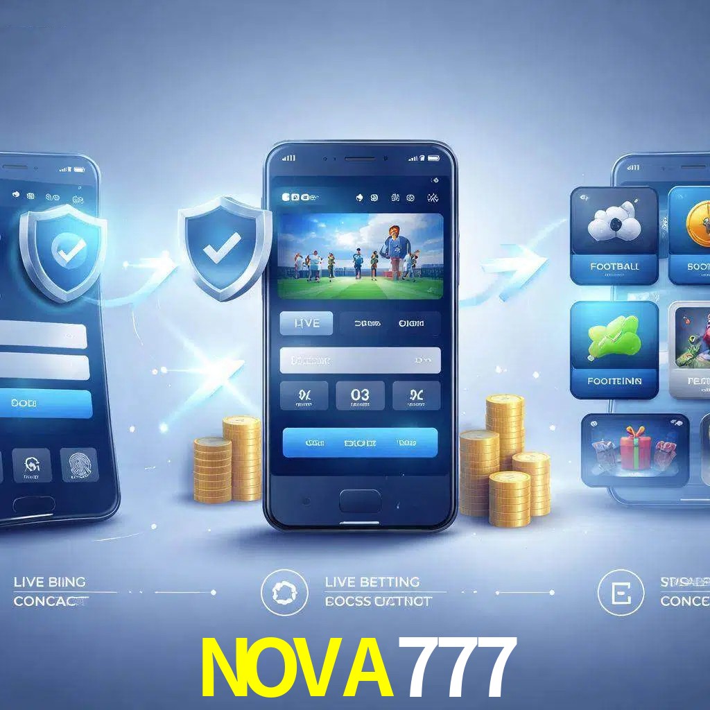 Pasos de acceso a la app NOVA777 en pantalla de teléfono móvil